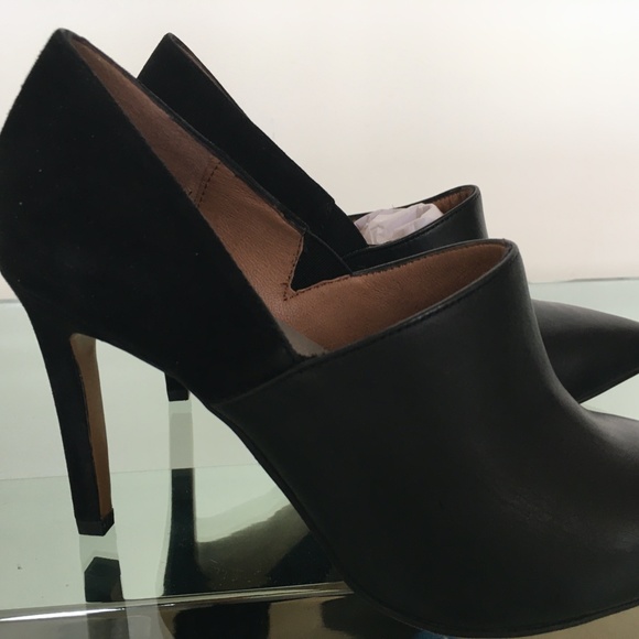 H&M Black Leather & Suede Heels Size 39 NWT - Picture 2 of 9